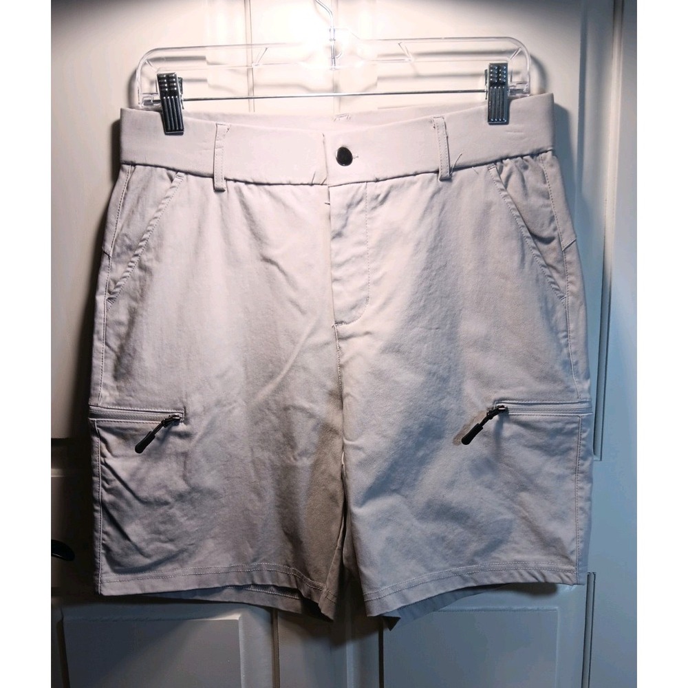Gradual Mens Cargo Shorts Size Medium 30W Light Grey 7in Inseam Stretch Zipper